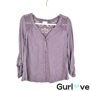 Anthro Meadow Rue Purple Lace Top Size M